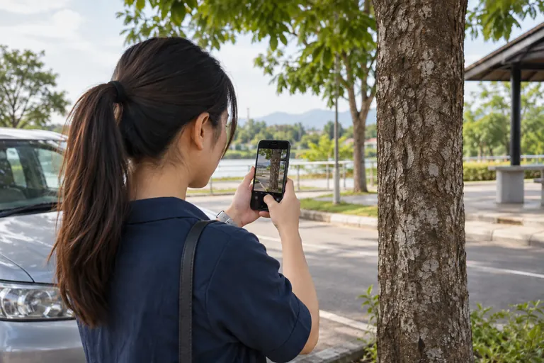Pelanggan mengambil gambar rujukan lokasi menggunakan telefon